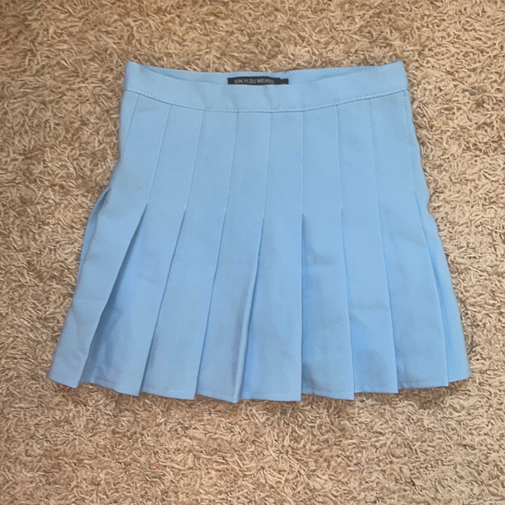 Small Light Blue Pleated Skirt